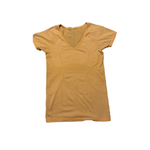 LULULEMON Run Swiftly Tech Vneck Short Sleeve Shirt Sz 8 Orange